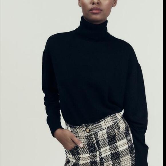 Zara High Waist Black and White Checkered Shorts NWT Size XS - Picture 6 of 9